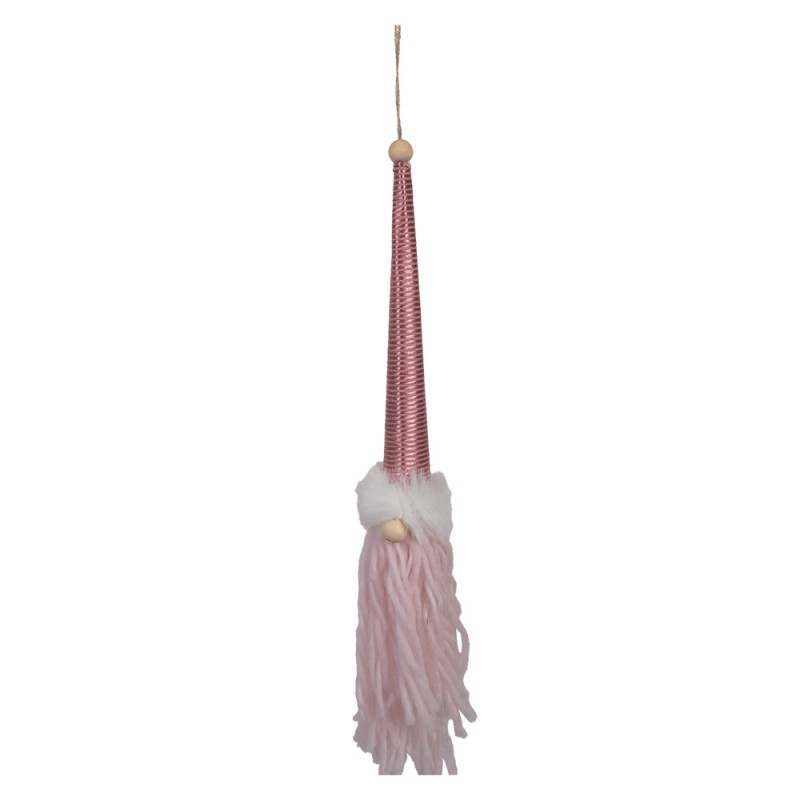 65612 Decorative Pendant Gnome 48 cm Pink Synthetic