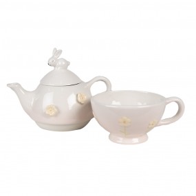 26CE1698 Tea for One 500 ml Pink Ceramic Rabbit Tea Set