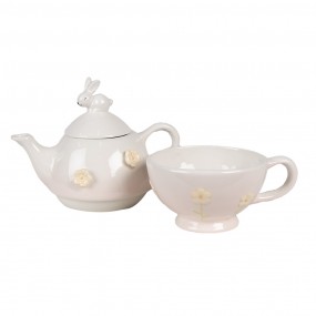 26CE1698 Tea for One 500 ml Rosa Keramik Kaninchen Teekanne-Set