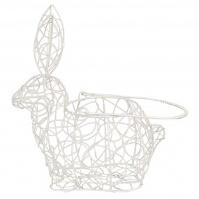 26Y4659W Panier à œufs Lapin 20x12x24 cm Blanc Métal Chaîne de femmes