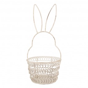 26Y5581S Storage Basket Rabbit Ø 12x27 cm White Iron Round Basket