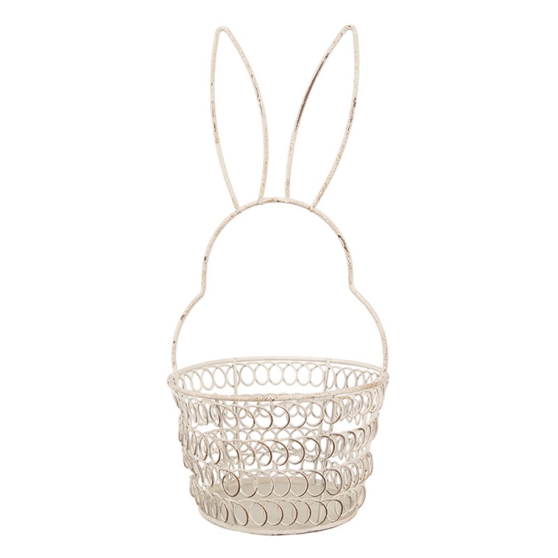 6Y5581S Storage Basket Rabbit Ø 12x27 cm White Iron Round Basket