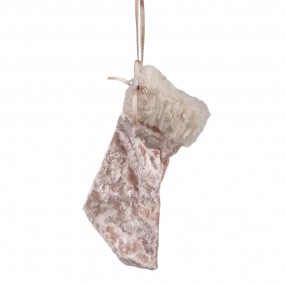 265368 Christmas Ornament Christmas Stocking 14 cm Pink Synthetic