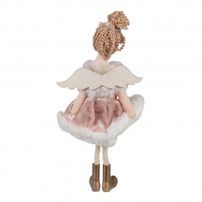 265377 Figurine décorative Ange 18 cm Rose Coton Polyester