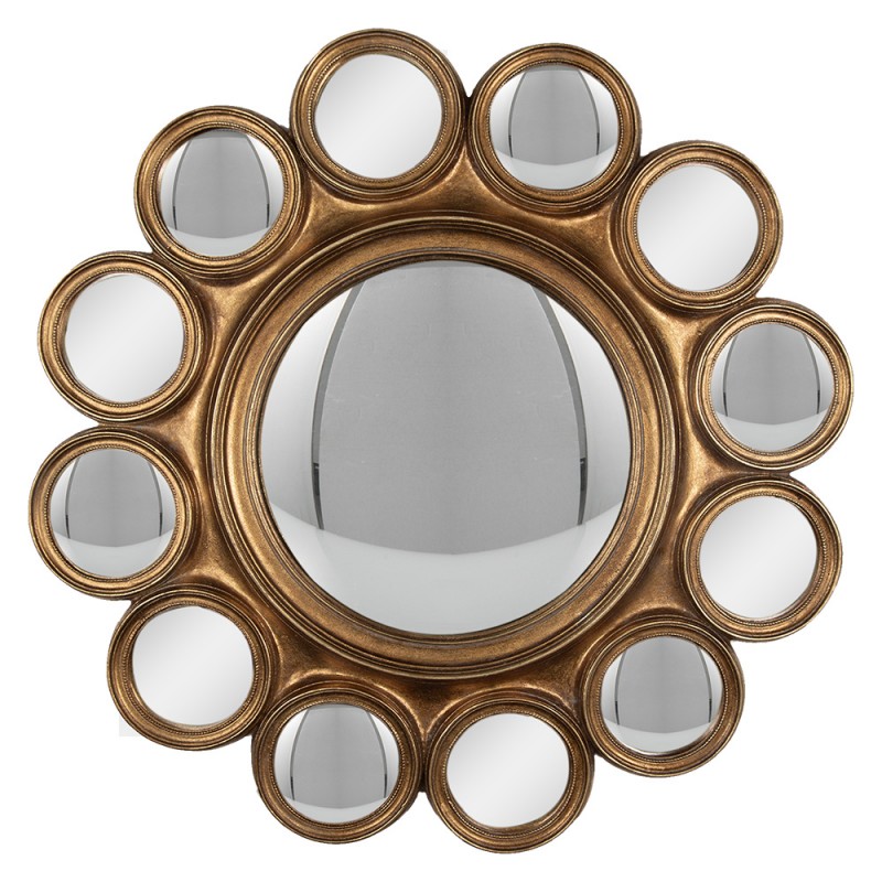 62S285 Bubble mirror Ø 45 cm Gold colored Plastic Glass Round Wall Mirror