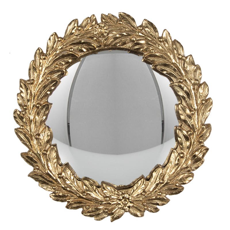 62S289 Specchio a bolle 19 cm Color oro Plastica Vetro Rotondo Specchio da parete