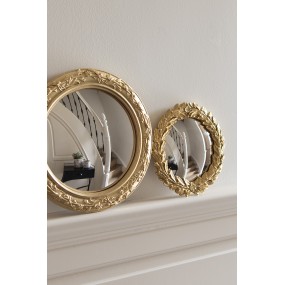 262S289 Specchio a bolle 19 cm Color oro Plastica Vetro Rotondo Specchio da parete