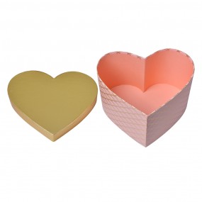 265460 Storage Box Set of 3 27x24x15 / 24x21x14 / 21x19x12 cm Pink Gold colored Cardboard Heart-Shaped