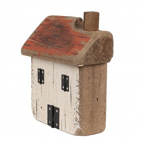 26H2356 Decorative Figurine House 14 cm White Red Wood