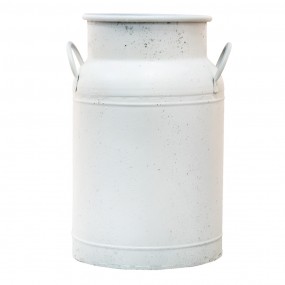 26Y4774 Pot à lait de décoration Ø 19x30 cm Blanc Métal Abeille et fleurs Pot à lait