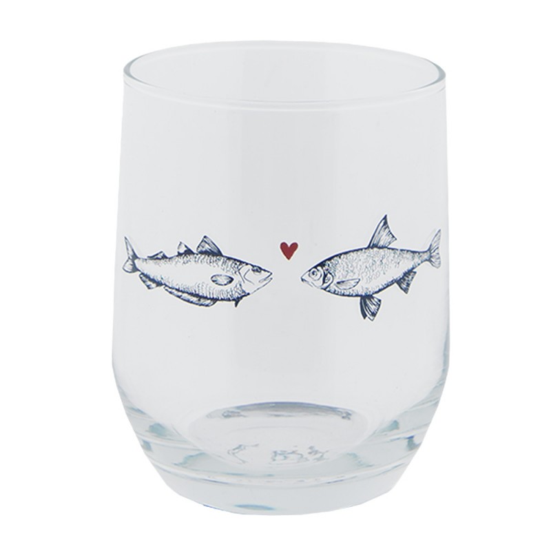 SSFGL0002 Water Glass Ø 7x9 cm / 300 ml Transparent Glass Fishes Drinking Cup