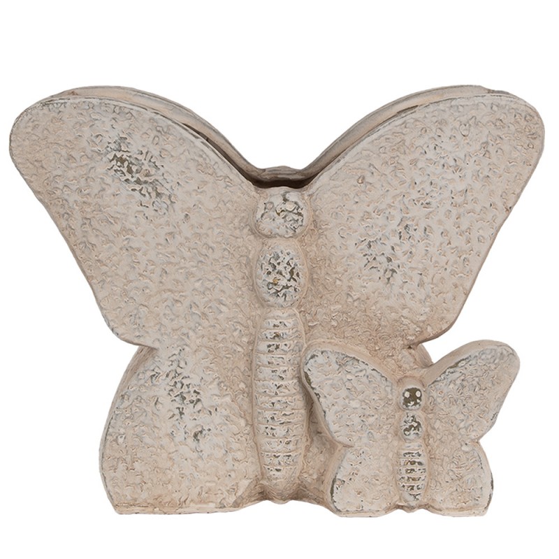 6TE0514 Planter Butterfly  24x10x19 cm Beige Stone