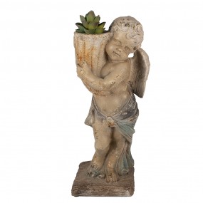 25MG0041 Statuetta decorativa Angelo 58 cm Verde Beige Materiale ceramico