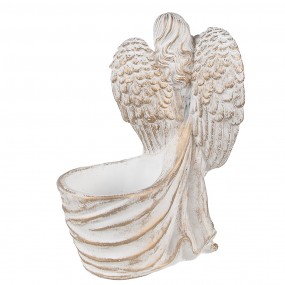 26TE0505 Planter Angel 22x13x30 cm White Stone Decorative Figurine