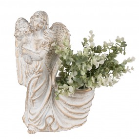 26TE0505 Pot de fleurs Ange 22x13x30 cm Blanc Pierre Figurine décorative