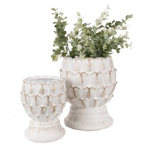 26TE0510M Pot de fleurs Ø 15x18 cm Blanc Beige Pierre