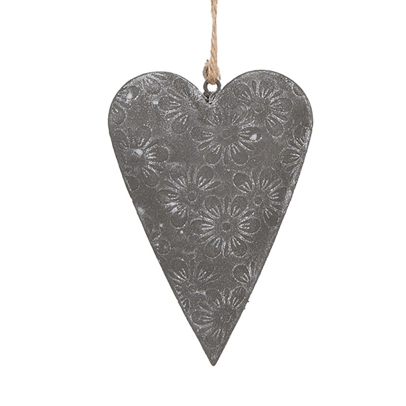 6Y5569S Decorative Pendant Heart 8 cm Grey Iron