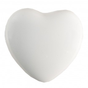 265293 Door Knob Set of 4 Heart Ø 4 cm White Ceramic Furniture Knob