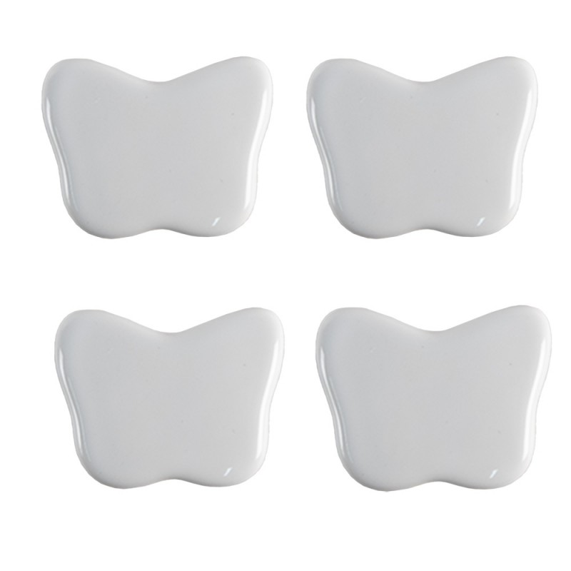 65300 Door Knob Set of 4 Butterfly 4x3 cm White Ceramic Furniture Knob