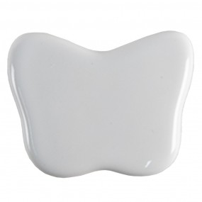 265300 Door Knob Set of 4 Butterfly 4x3 cm White Ceramic Furniture Knob