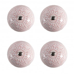 265302 Door Knob Set of 4 Ø 4 cm Pink Ceramic Furniture Knob