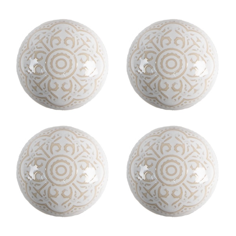 65304 Pomello set di 4 Ø 4 cm Beige Ceramica Pomello per mobili