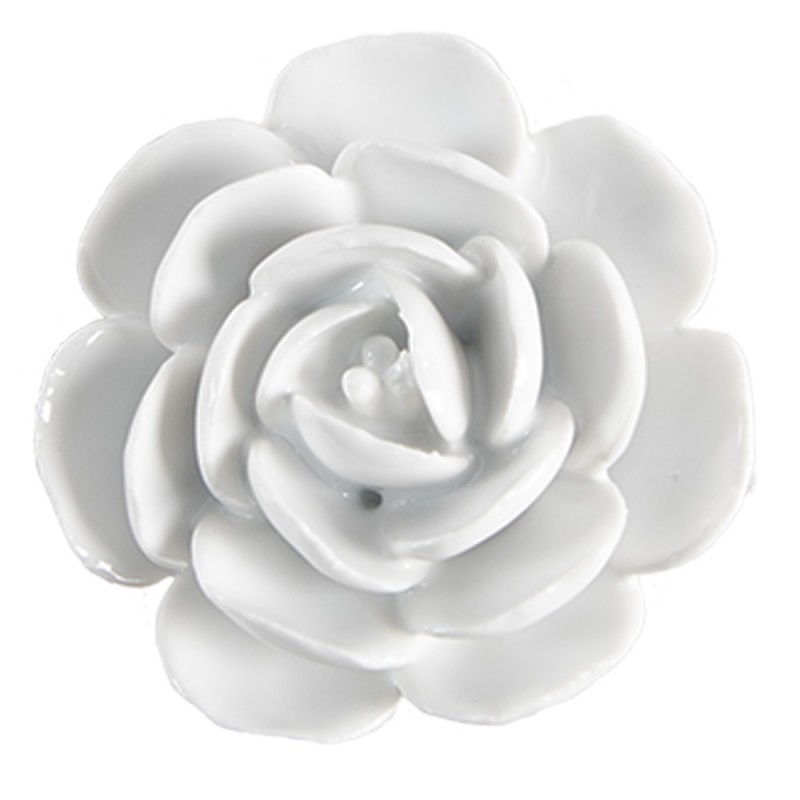 65306 Door Knob Flower Ø 6x3 cm White Ceramic Furniture Knob