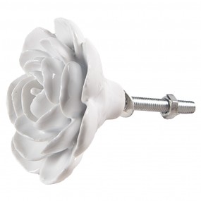 265306 Door Knob Flower Ø 6x3 cm White Ceramic Furniture Knob