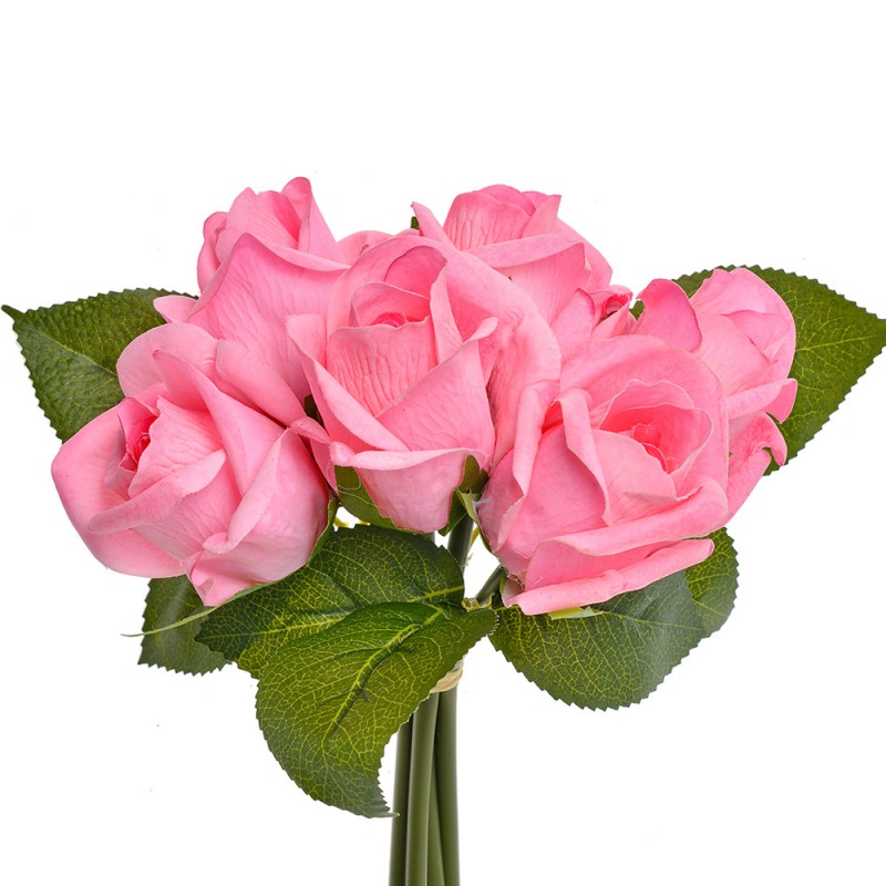 6PL0238 Fleur artificielle Rose 24 cm Rose Plastique
