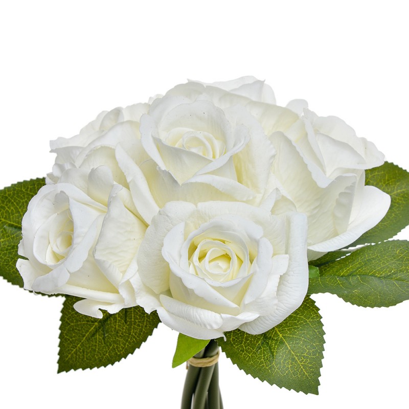 6PL0240 Fleur artificielle Rose 24 cm Blanc Plastique