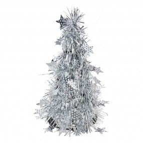 265538S Christmas Decoration Christmas Tree Ø 12x25 cm Silver colored Plastic