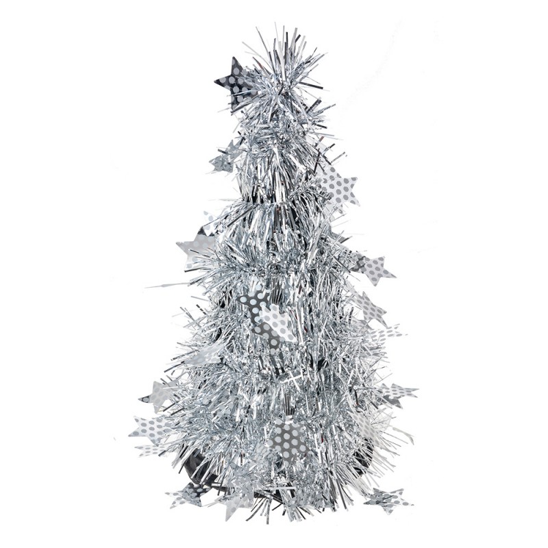 65538S Weihnachtsdekoration Weihnachtsbaum Ø 12x25 cm Silberfarbig Kunststoff