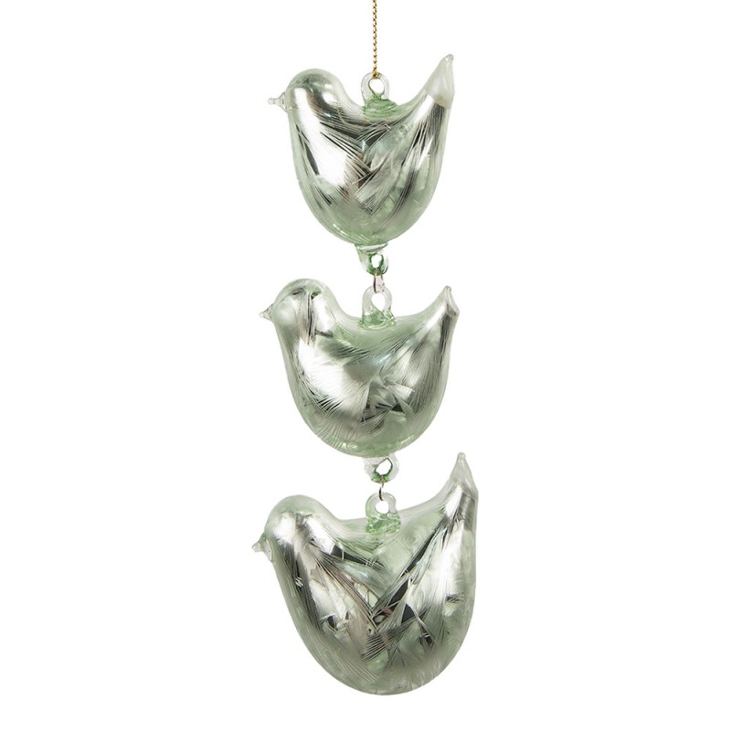 6GL4455 Hanger Vogels 16 cm Groen Glas