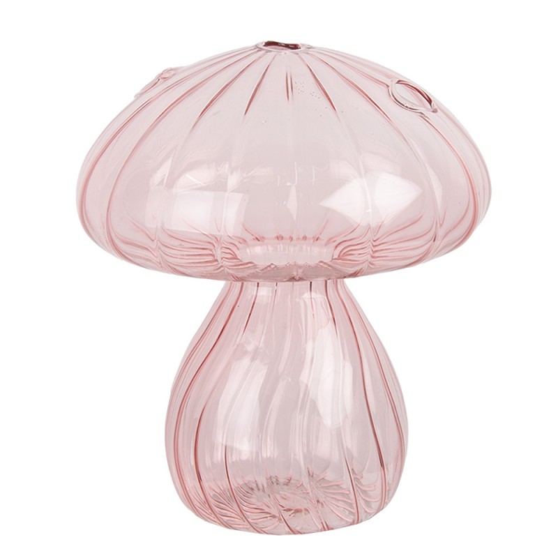 6GL4474 Decorative Figurine Mushroom Ø 13x15 cm Pink Glass