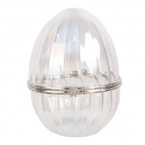 26GL4475 Storage Jar Egg Ø 8x10 cm Transparent Glass