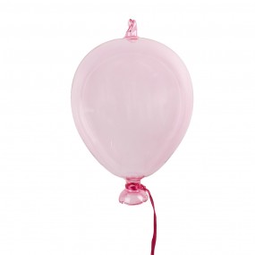 26GL4436 Decorative Pendant Balloon Ø 7x14 cm Pink Glass