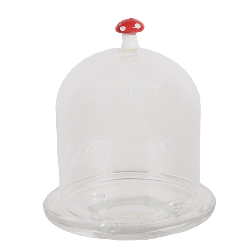 6GL4444 Cloche Ø 10x12 cm Transparent Verre Champignons