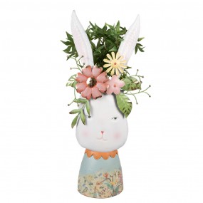 25Y1213 Planter Rabbit 62 cm White Iron Decorative Figurine