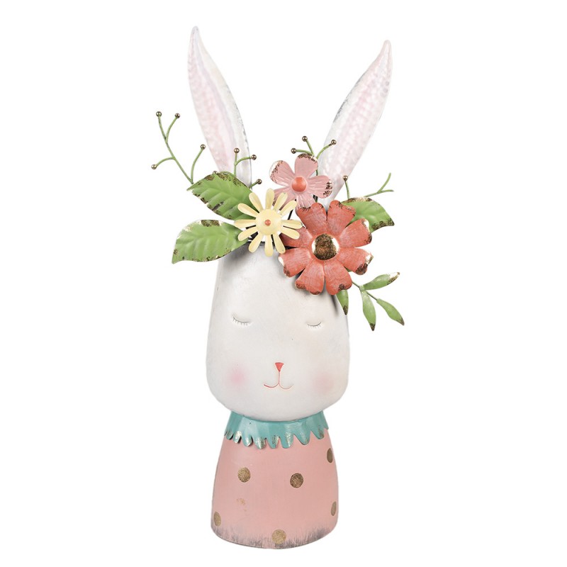 5Y1214 Planter Rabbit 62 cm White Iron Decorative Figurine