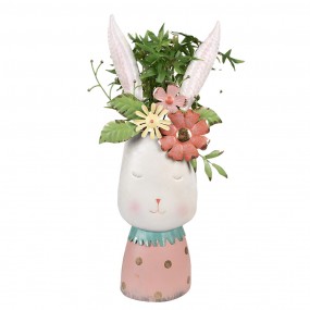 25Y1214 Pot de fleurs Lapin 62 cm Blanc Fer Figurine décorative