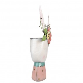 25Y1214 Pot de fleurs Lapin 62 cm Blanc Fer Figurine décorative