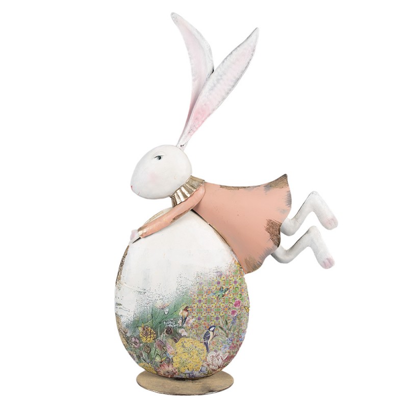 5Y1215 Decorative Figurine Rabbit 56 cm White Iron