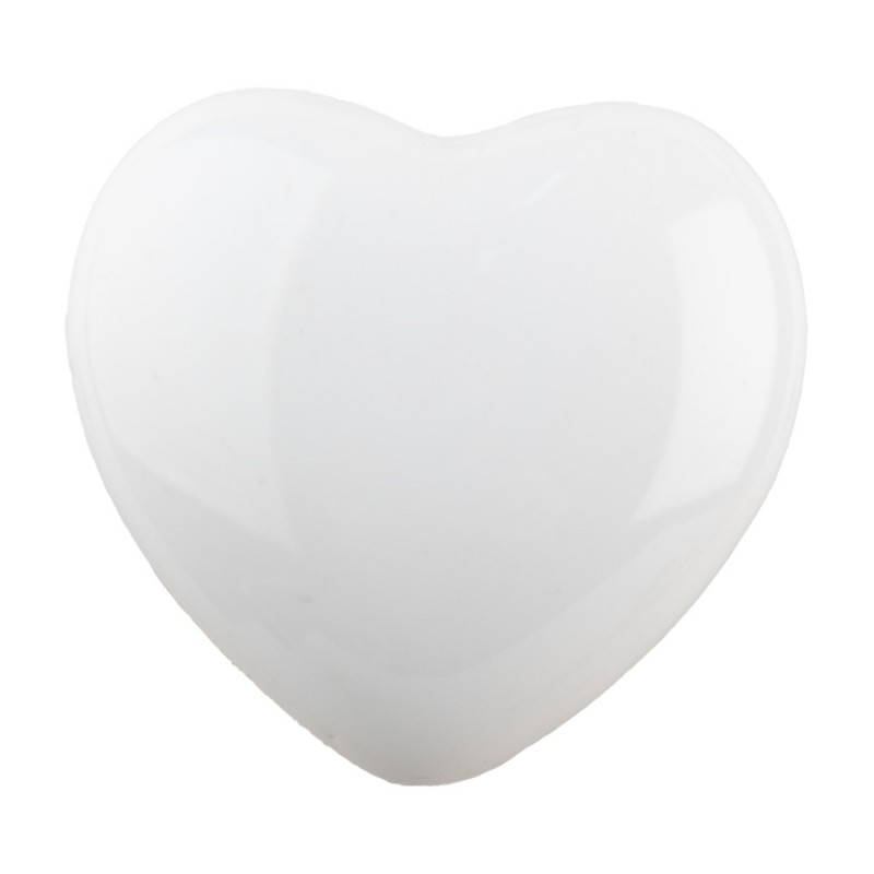 62319 Door Knob 4 cm White Ceramic Heart-Shaped Furniture Knob
