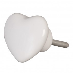 262319 Door Knob 4 cm White Ceramic Heart-Shaped Furniture Knob