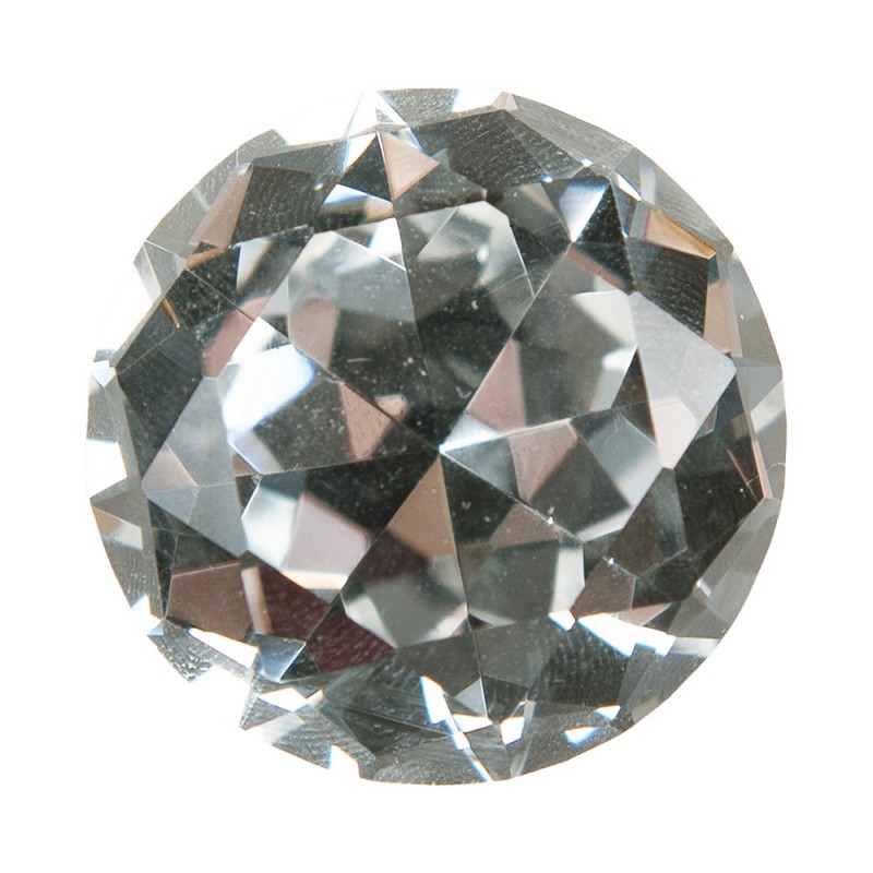 62647 Deurknop  Ø 3 cm Transparant Ijzer Glas Diamant Rond Meubelknop