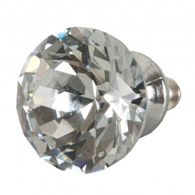 262647 Deurknop  Ø 3 cm Transparant Ijzer Glas Diamant Rond Meubelknop