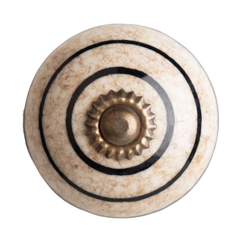 64176 Pomello Ø 4 cm Marrone Nero  Ceramica A righe Rotondo Pomello per mobili