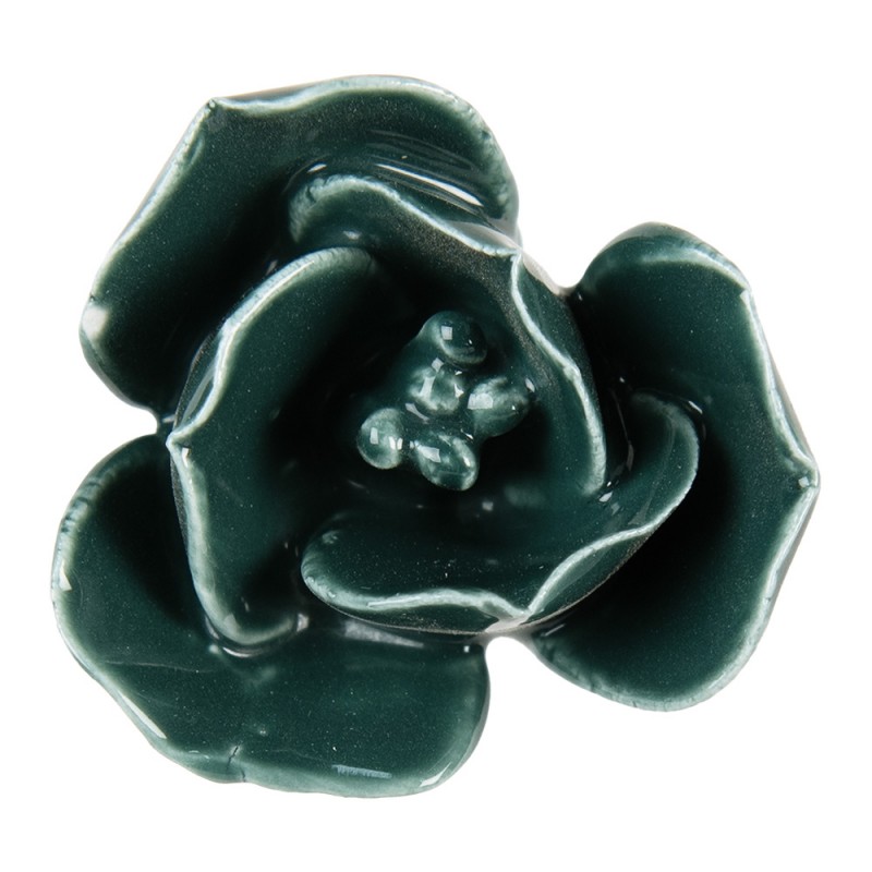64284 Türknauf Ø 4 cm Grün Keramik Blume Möbelknopf