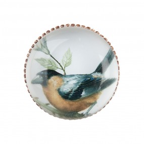 264290 Pomello Ø 3 cm Bianco Marrone  Ceramica Uccello Rotondo Pomello per mobili
