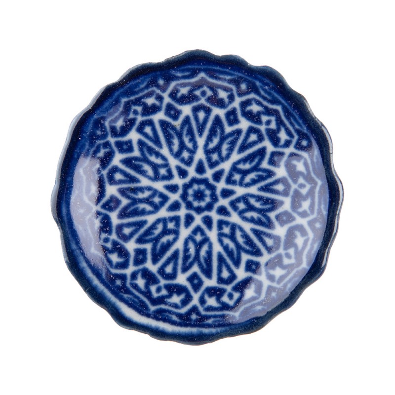64481 Pomello Ø 4x4 cm Blu Ceramica Fiore Rotondo Pomello per mobili
